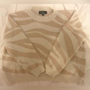 Lulus zebra stripe sweater. Light brown and cream. Size S